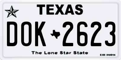 TX license plate DOK2623