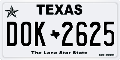 TX license plate DOK2625