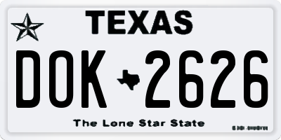 TX license plate DOK2626