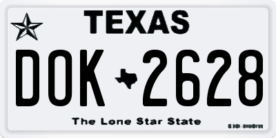 TX license plate DOK2628
