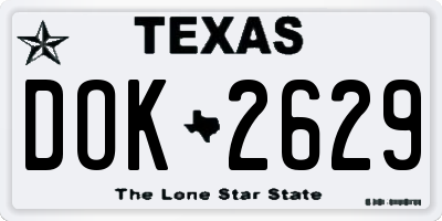 TX license plate DOK2629