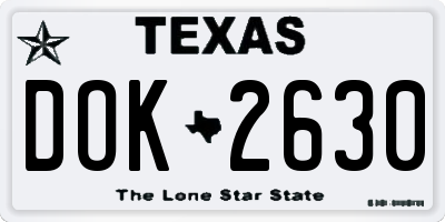 TX license plate DOK2630