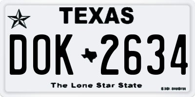 TX license plate DOK2634