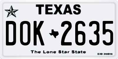 TX license plate DOK2635
