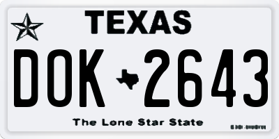 TX license plate DOK2643