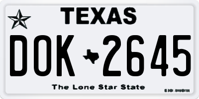 TX license plate DOK2645