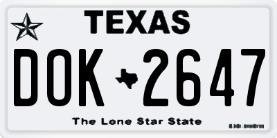 TX license plate DOK2647