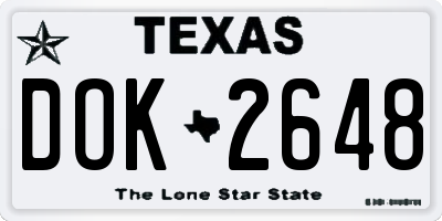 TX license plate DOK2648