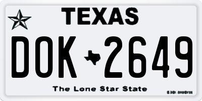 TX license plate DOK2649