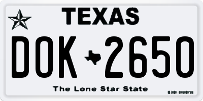 TX license plate DOK2650
