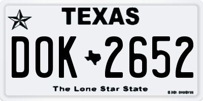 TX license plate DOK2652