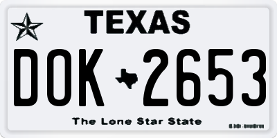 TX license plate DOK2653