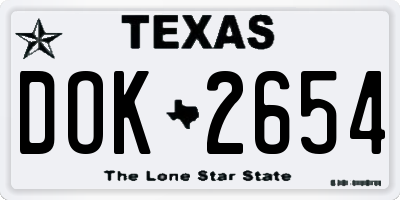 TX license plate DOK2654