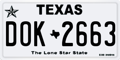 TX license plate DOK2663