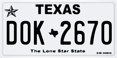 TX license plate DOK2670