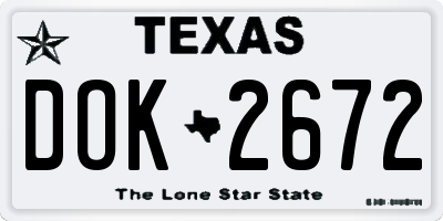 TX license plate DOK2672