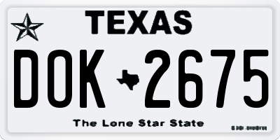 TX license plate DOK2675