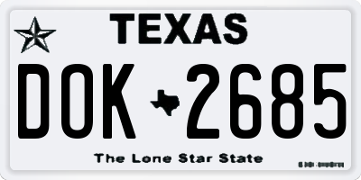 TX license plate DOK2685