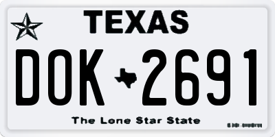 TX license plate DOK2691