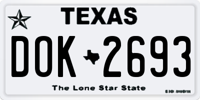 TX license plate DOK2693
