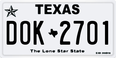 TX license plate DOK2701