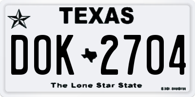 TX license plate DOK2704