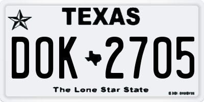 TX license plate DOK2705