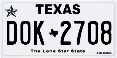 TX license plate DOK2708