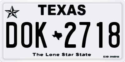 TX license plate DOK2718
