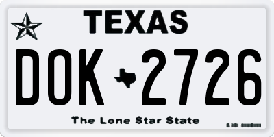 TX license plate DOK2726