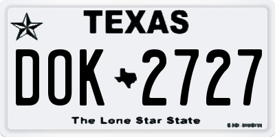 TX license plate DOK2727