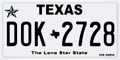TX license plate DOK2728