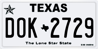 TX license plate DOK2729