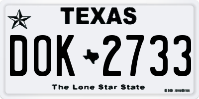 TX license plate DOK2733