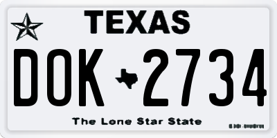 TX license plate DOK2734