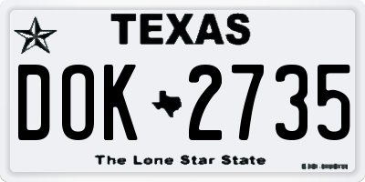TX license plate DOK2735
