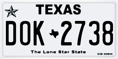 TX license plate DOK2738