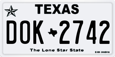 TX license plate DOK2742