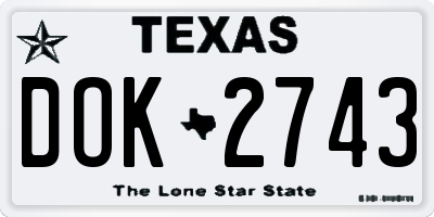 TX license plate DOK2743