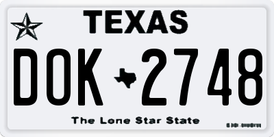 TX license plate DOK2748