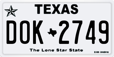 TX license plate DOK2749