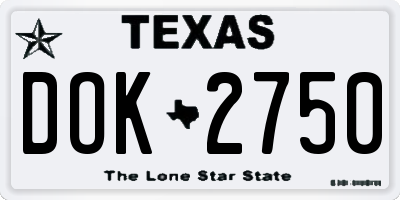 TX license plate DOK2750