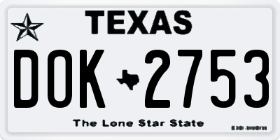 TX license plate DOK2753