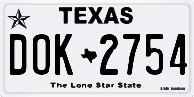 TX license plate DOK2754