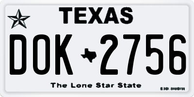 TX license plate DOK2756