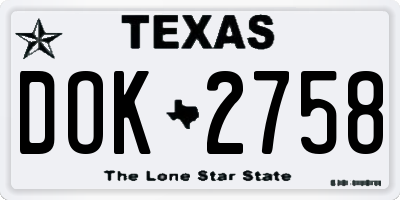 TX license plate DOK2758