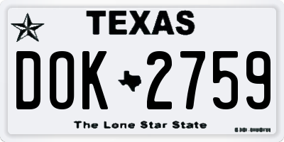 TX license plate DOK2759