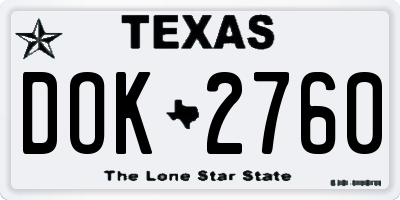 TX license plate DOK2760