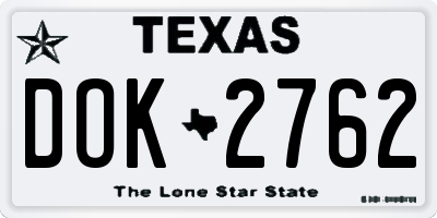 TX license plate DOK2762
