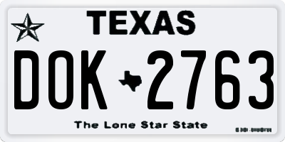 TX license plate DOK2763